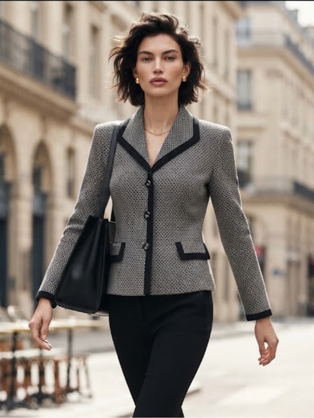 Vintage Evan Picone black and white design blazer